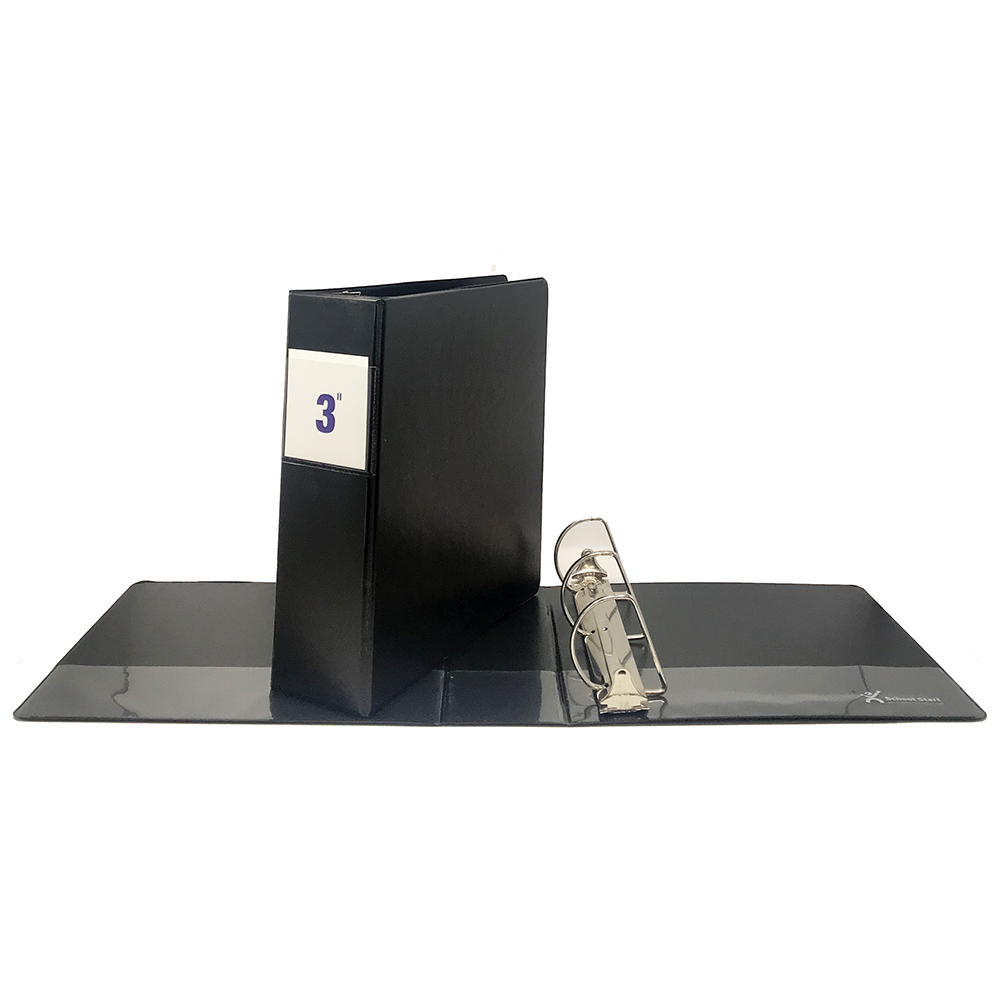 School Start D-Ring Binder (3", Black)